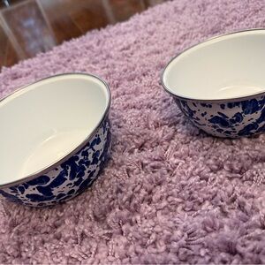 Golden Rabbit Blue and White Enamel Bowls with Lids
